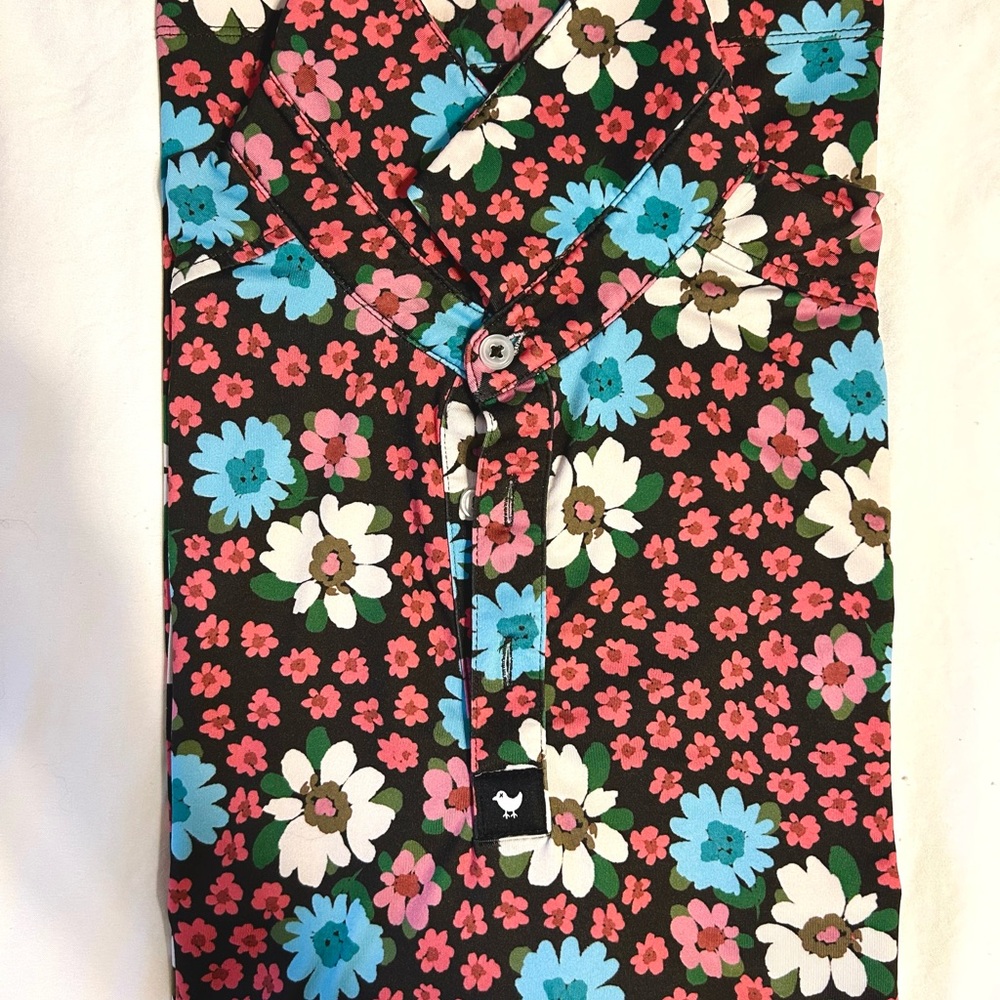 Bad Birdie Golf “Austin Flowers” Polo, Sz Small